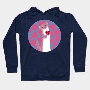 Women weasel in pink Hoodie